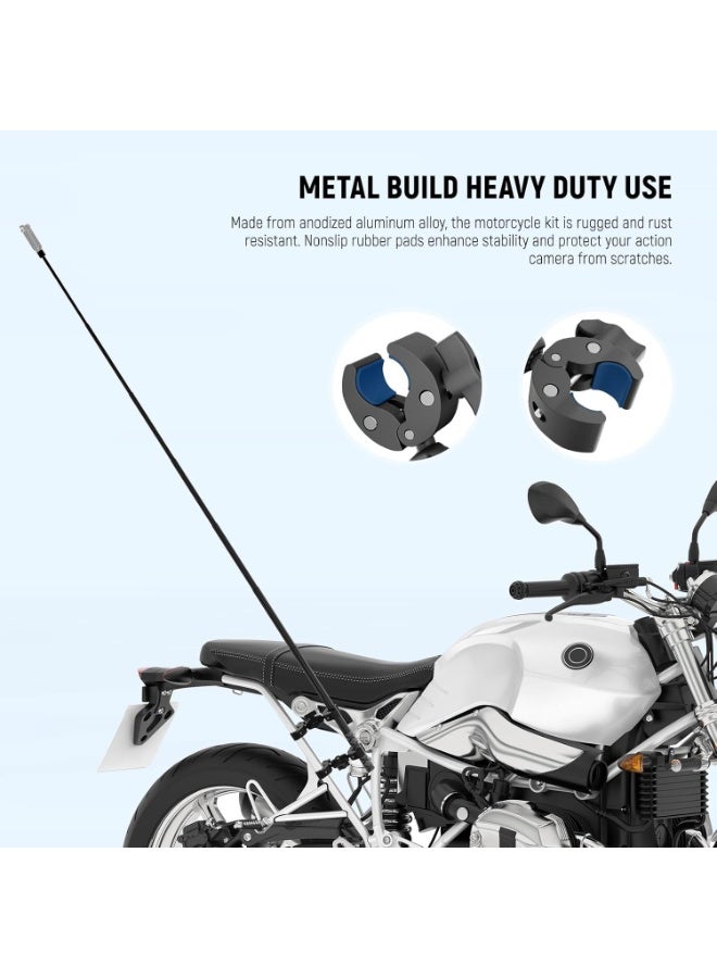 NEEWER Basics Motorcycle Bike Mount Accessories Kit, Invisible Selfie Stick Bicycle Handlebar Clamp Holder Compatible with Insta360 DJI OSMO 360 Pocket 3 Action Cameras for POV Video Recording - Image 5